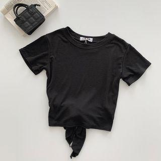 Short-sleeve Bow Back T-shirt Black - One Size