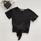 Short-sleeve Bow Back T-shirt Black - One Size