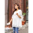 Plus Size Puff-sleeve Printed Tunic