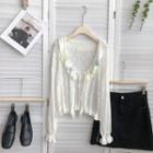 Set : Pointelle-knit Cardigan + Knit Suspender Set - One Size