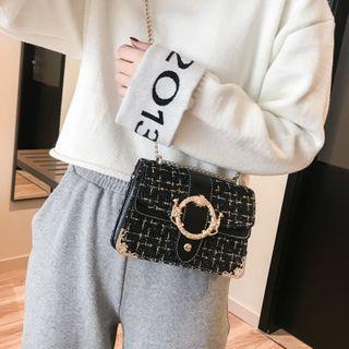 Chain Strap Round Buckle Flap Crossbody Bag