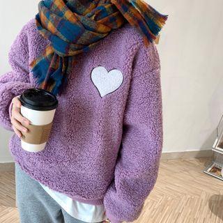 Lettering Heart Fleece Sweatshirt