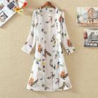 Floral Print Chiffon Long Light Coat