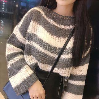 Long-sleeve Striped Knit Sweater