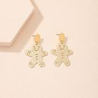 Gingerbread Man Drop Earring E2338 - 1 Pair - Gold - One Size