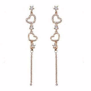 Rhinestone Heart Dangle Earring Rose Gold - One Size