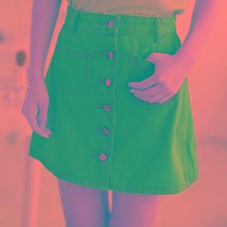 Button-up Denim Mini Skirt