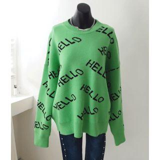 Hello Patterned Loose-fit Sweater