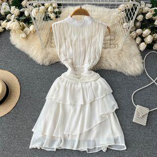 Sleeveless Round-neck Ruffle Dress