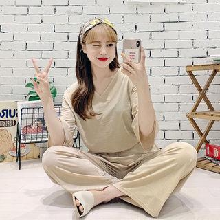 V-neck T-shirt & Pants Lounge Set