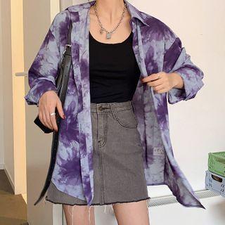 Tie-dye Print Long-sleeve Blouse