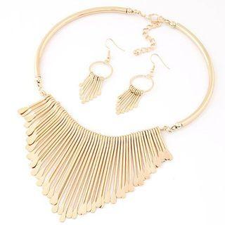Set : Alloy Fringed Necklace + Fringed Earring