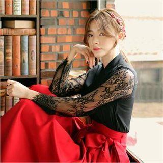 Lace-sleeve Hanbok Top