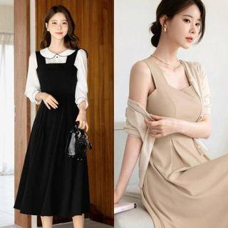 Sleeveless Square-neck Long Dress