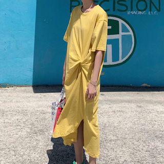 Short-sleeve Midi Twisted T-shirt Dress