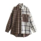 Two-tone Plaid Panel Shirt Jacket