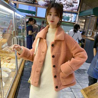 Plain Fleece Button-up Jacket