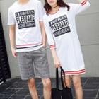 Couple Matching Short-sleeve T-shirt Dress / Set: Short-sleeve T-shirt + Shorts