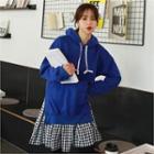 Inset Hooded Sweatshirt Gingham Skirt