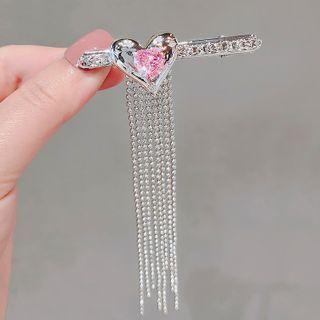Heart Fringed Hair Clip Ly2377 - Silver - One Size