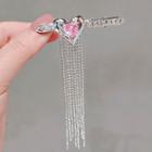 Heart Fringed Hair Clip Ly2377 - Silver - One Size