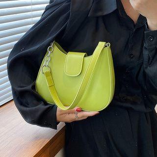 Chain Accent Faux Leather Shoulder Bag