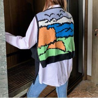 Long-sleeve Shirt / Jacquard Knit Vest