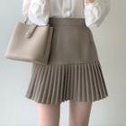 Heart Button Blouse / Pleated Mini A-line Skirt