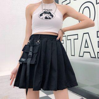 Pocket Detail Pleated Mini Skirt