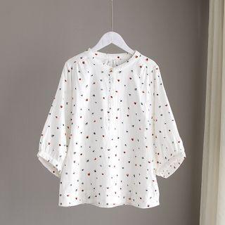 Crewneck Printed Color-block Oversize Shirt White - One Size