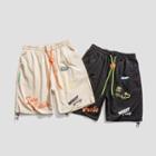 Lettering Drawstring-cuff Shorts