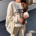 Letter-embroidered Sherpa-fleece Pullover