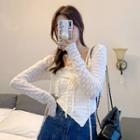Set: Lace Camisole Top + Cropped Jacket Almond Beige - One Size