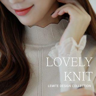 Laced Knit Top With Faux-fur Brooch