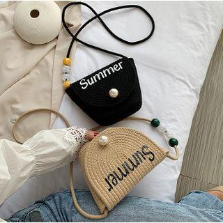 Lettering Woven Crossbody Bag