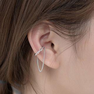 Layered Chained Cuff Earring 1 Pc - Silver - One Size