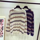 Ethnic Pattern Long-sleeve Knit Sweater