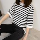 Star Perforated 3/4 Sleeve Knit Top