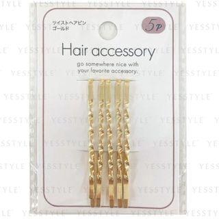 Daiso - Twisted Hair Pin Gold 5 Pcs
