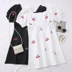 Cherry-print Square-neck Mini Dress