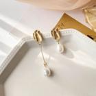 Alloy Faux Pearl Asymmetrical Dangle Earring 1 Pair - Stud Earrings - White Faux Pearl - Gold - One Size
