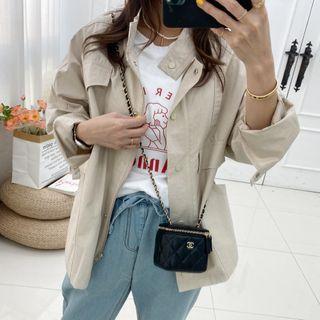 High-neck Cotton Blend Jacket