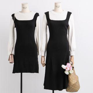 Mock Two-piece Colorblock Knit Dress ( 2 Style)