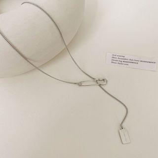 Alloy Safety Pin Pendant Necklace As Shown In Figure - One Size