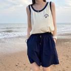 Embroidered Short-sleeve T-shirt / Tank Top / Shorts