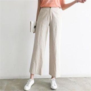 Linen Blend Wide Straight-cut Pants