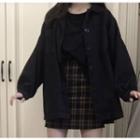 Long-sleeve Plain Jacket Black - One Size
