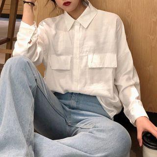 Pocket-detail Shirt White - One Size