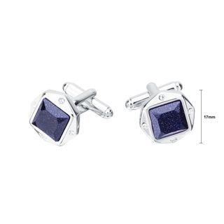 Elegant Fashion Geometric Blue Cubic Zirconia Cufflinks Silver - One Size