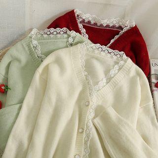 Lace-trim Loose Cardigan